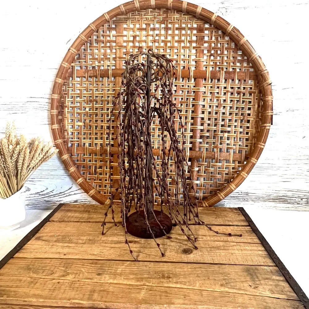Primitive willow tree burgundy 15” tall decor